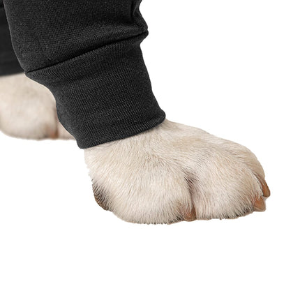 close up of leg cuffs of double front leg sleeves for dogs