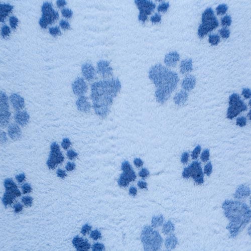 ProFleece Non-Slip Vet Bedding with Paw Print light blue with blue paw prints
