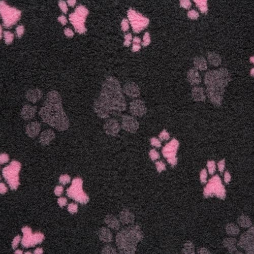 non slip charcoal paw print vet bedding pink