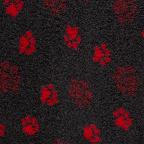 non slip charcoal paw print vet bedding red