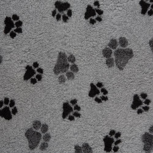 ProFleece Non-Slip Vet Bedding with Paw Print grey with black paw prints