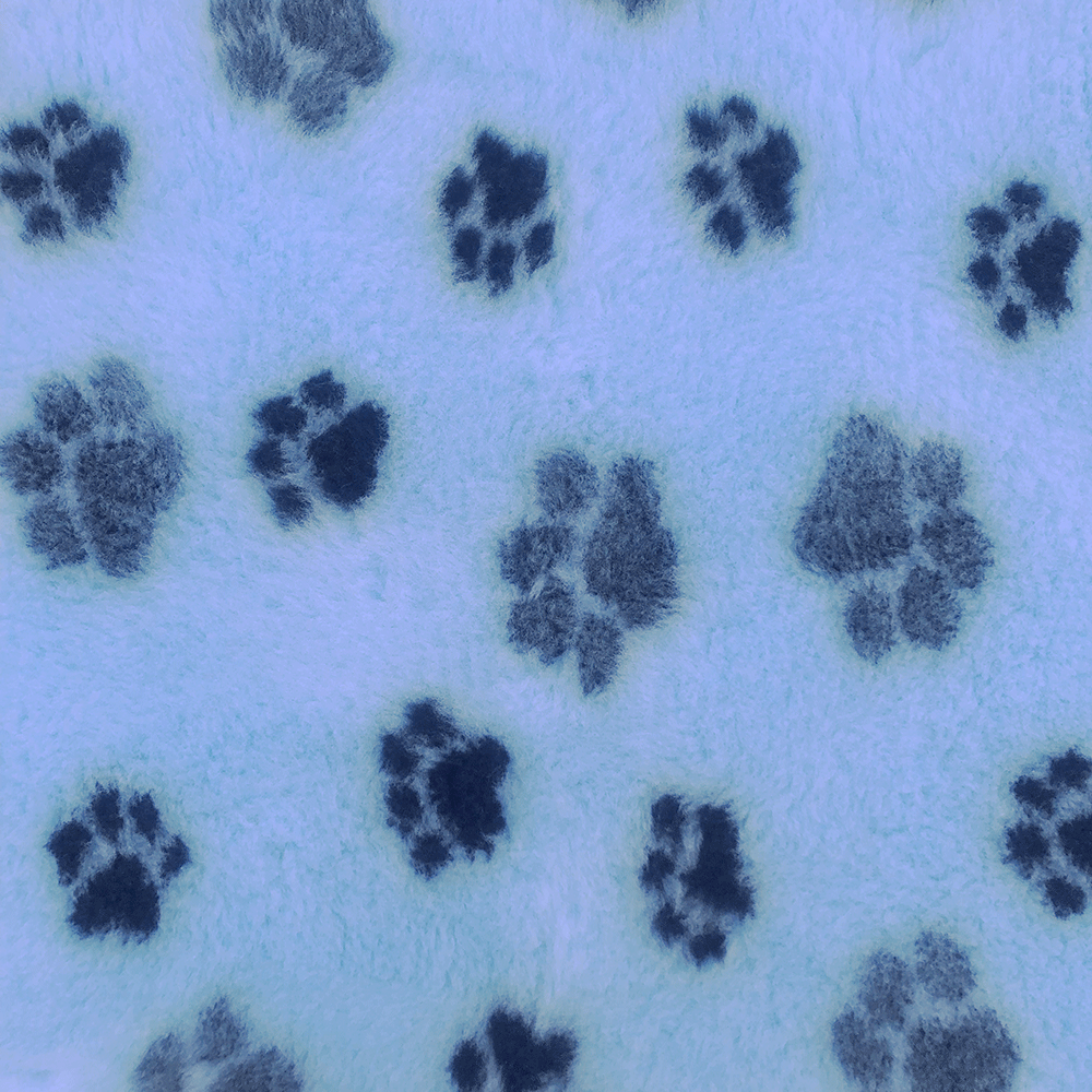 ProFleece Non-Slip Vet Bedding with Paw Print blue with black paw prints