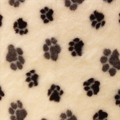 ProFleece Non-Slip Vet Bedding with Paw Print magnolia with brown paw prints