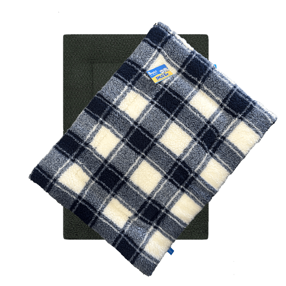 blue white tartan snug'em front and back view
