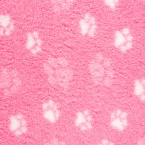 ProFleece Non-Slip Vet Bedding with Paw Print pink with white paw prints
