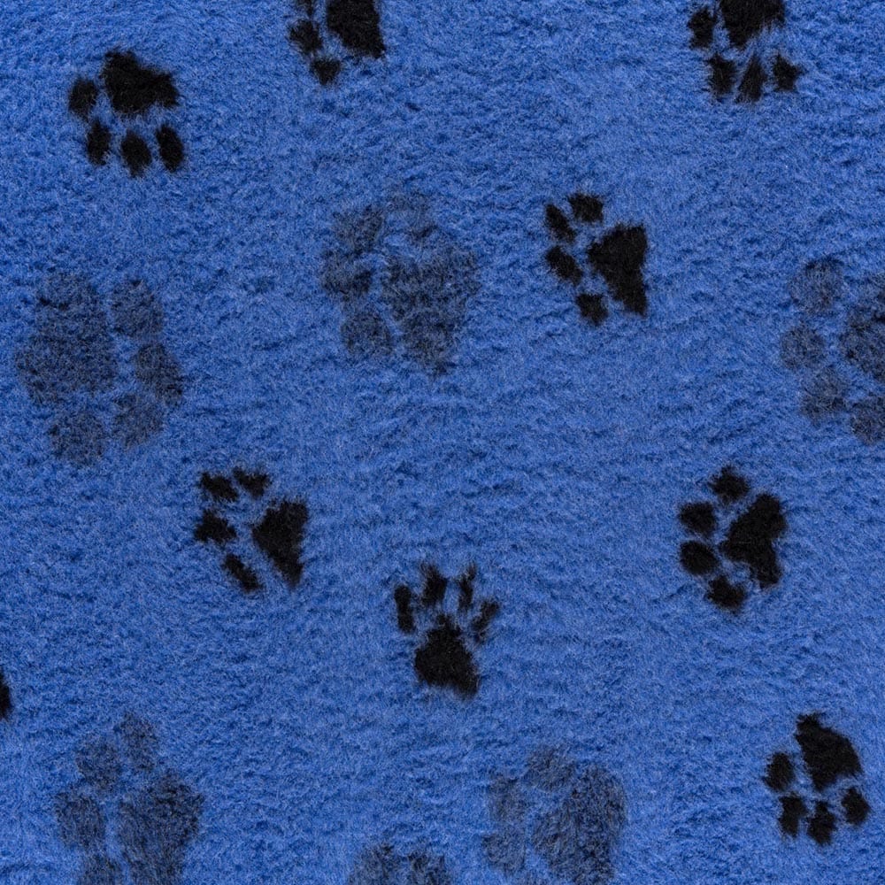 ProFleece Non-Slip Vet Bedding with Paw Print blue with black paw prints