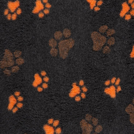 Charcoal paw print vet bedding by ProFleece orange paws