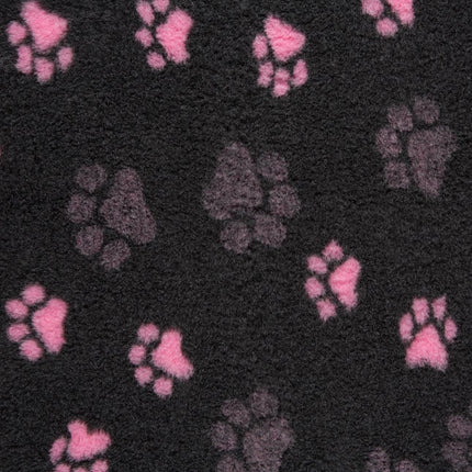 Charcoal paw print vet bedding by ProFleece  pink paws