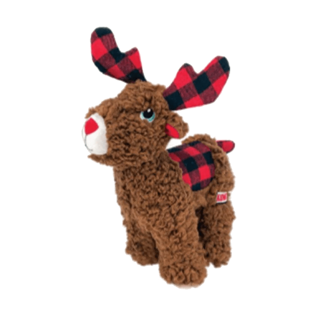 kong sherps holiday reindeer with tartan antlers and saddle