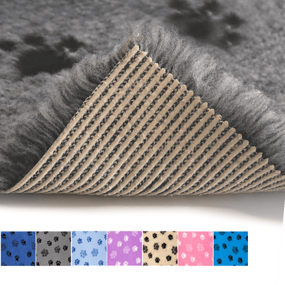 ProFleece Non-Slip Vet Bedding with Paw Print group shot with colour options