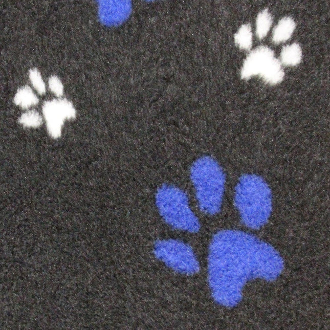 Pet vet bedding by ProFleece charcoal with blue and white paws
