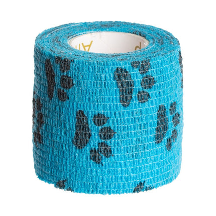 Aniwrap cohesive veterinary bandage  blue paw print