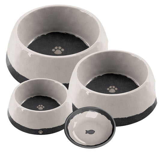 Bamboo Brown Glaze Pet Bowls group shot
