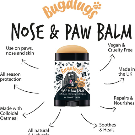 Bugalugs Oatmeal Nose & Paw Balm – Deep Moisture for Dry, Cracked Skin