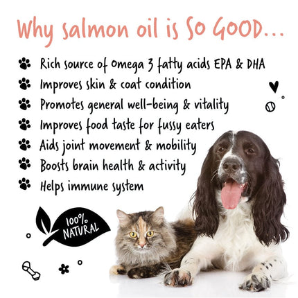 Bugalugs™ Scottish Salmon Oil for Cats and Dogs advantages of using image with a cat and dog