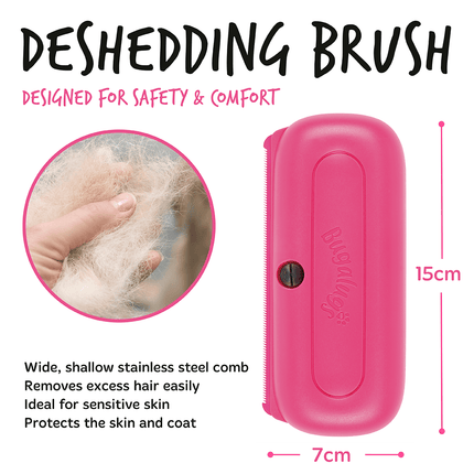 Bugalugs™ Deshedding Brush in Pink for Dogs, Cats, Horses & Other Pets