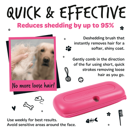 Bugalugs™ Deshedding Brush in Pink for Dogs, Cats, Horses & Other Pets