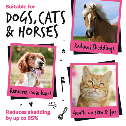 Bugalugs™ Deshedding Brush in Pink for Dogs, Cats, Horses & Other Pets