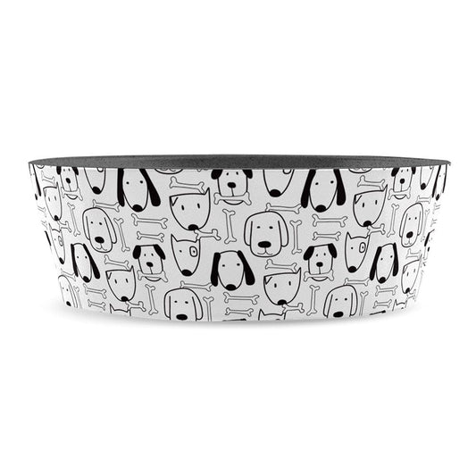 Friendly Faced Dog Bowl illustrated fun dog faces and bones