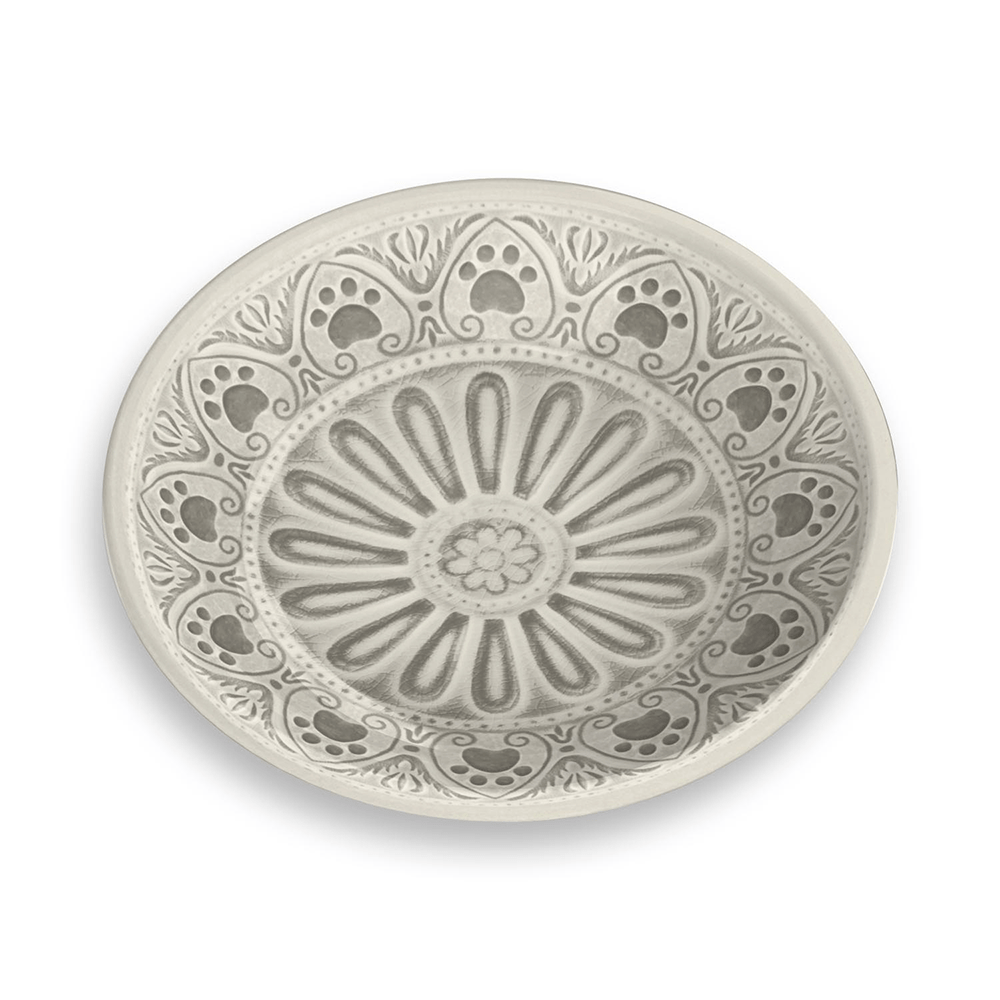 natural coloured pattern with a geometric paw print design stone coloured