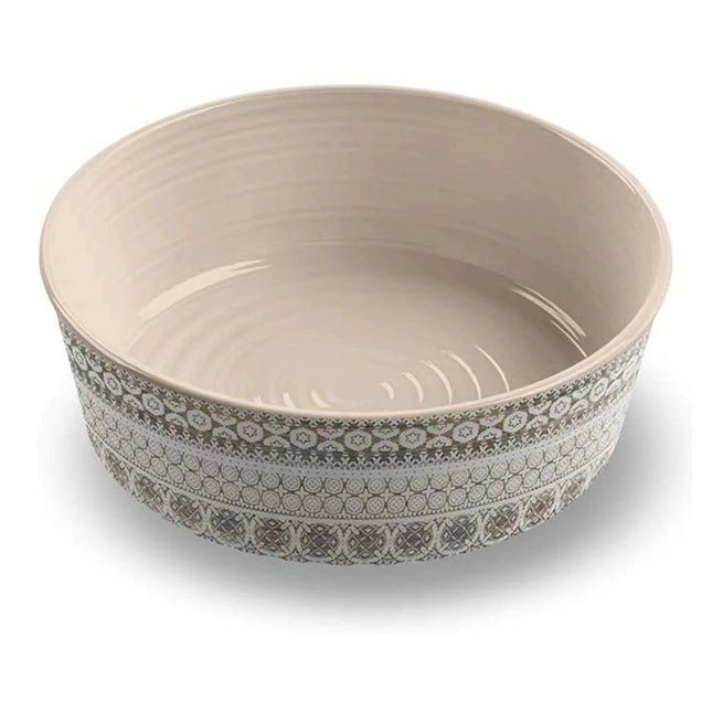 Moroccan Wood Single Wall Pet Bowl in browns and cream single walled