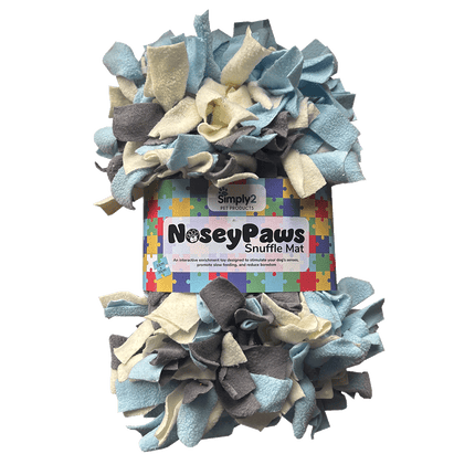 blue grey and white noseypaws snuffle mat in packaging