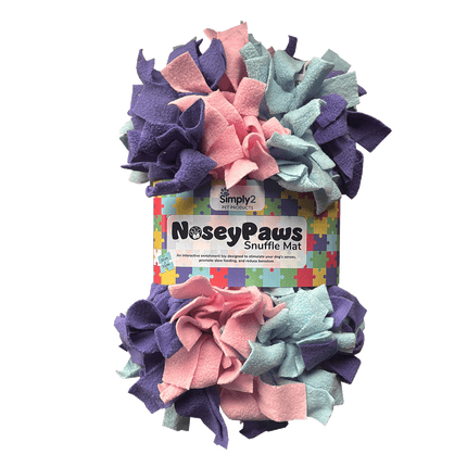 purple, pink and blue noseypaws snuffle mat in packaging