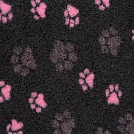 non slip charcoal paw print vet bedding  pink