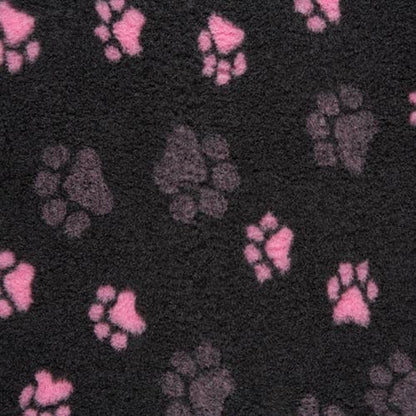non slip charcoal paw print vet bedding  pink
