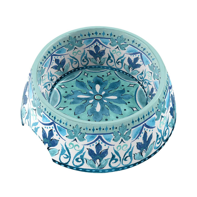 Gibraltar Pet Bowl, blues greens and whites double walled 