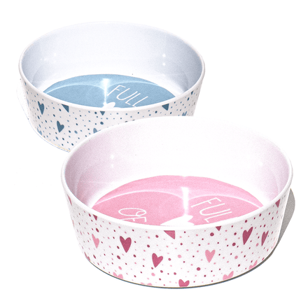 hearts bowl group pink and blue hearts