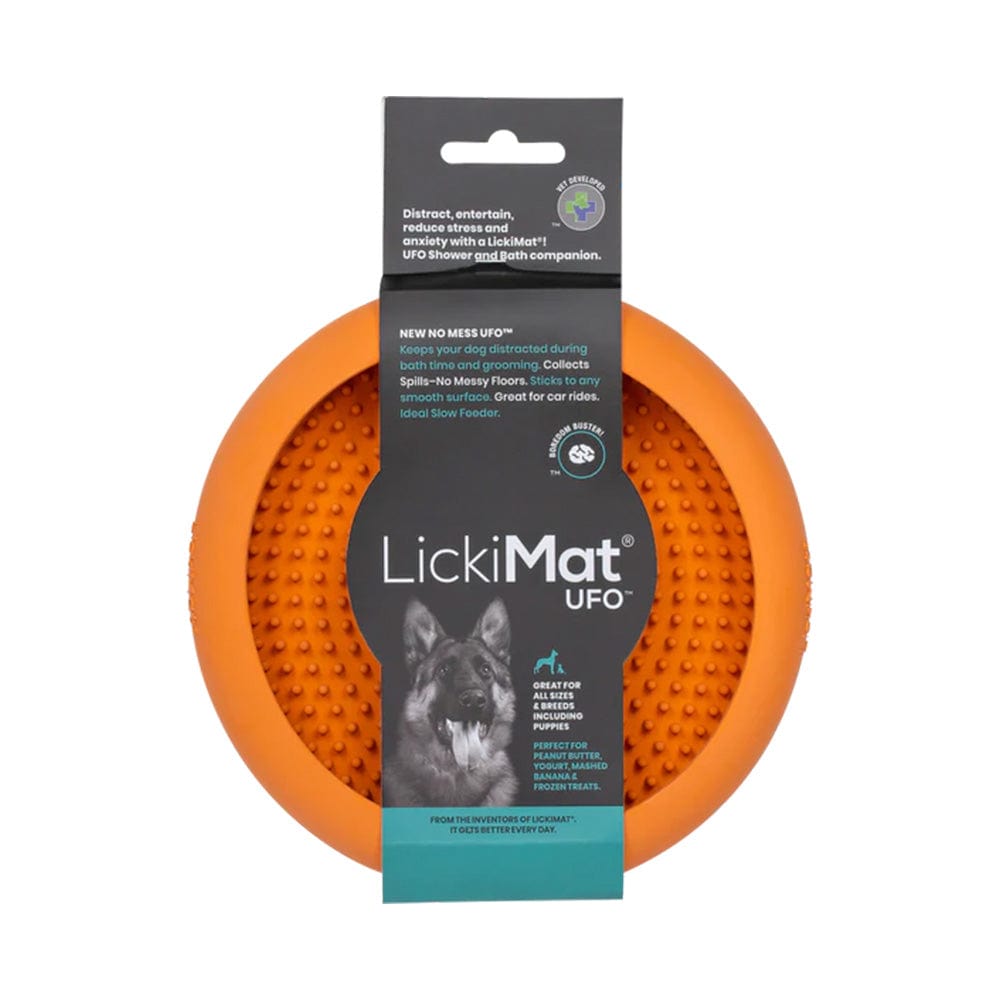 LickiMat UFO Slow Feeder with Suction Cups orange