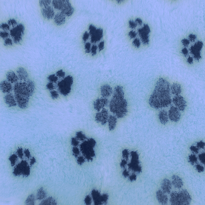 ProFleece Non-Slip Vet Bedding with Paw Print blue with black paw prints