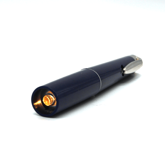blue pen torch with light on
