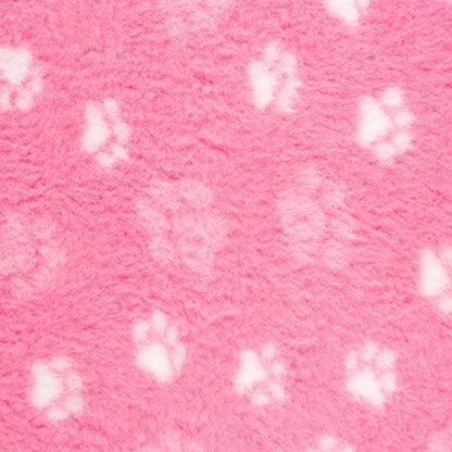 ProFleece Non-Slip Vet Bedding with Paw Print pink with white paw prints