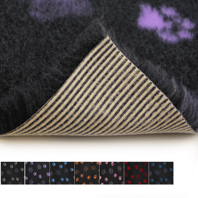 Charcoal paw print vet bedding by ProFleece image showing colour options