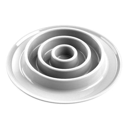 Concentric Circle Slow Feeder Bowl white