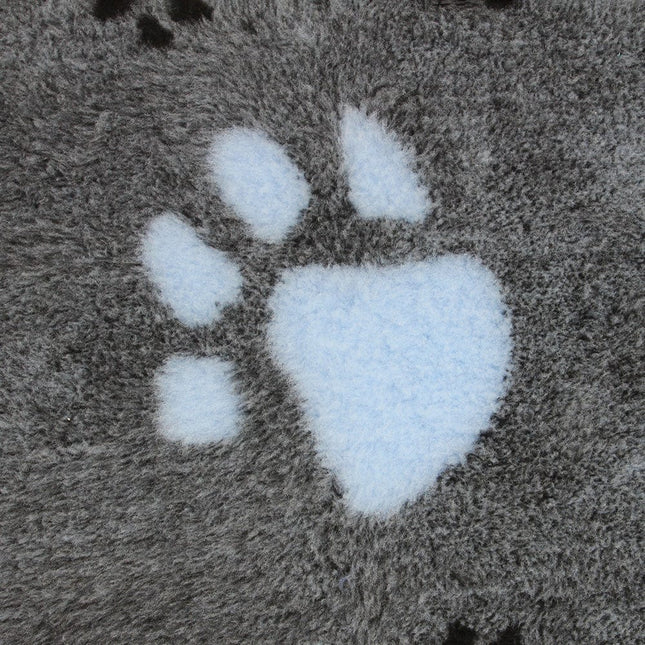 3 colour non slip profleece grey with light blue and black paw prints